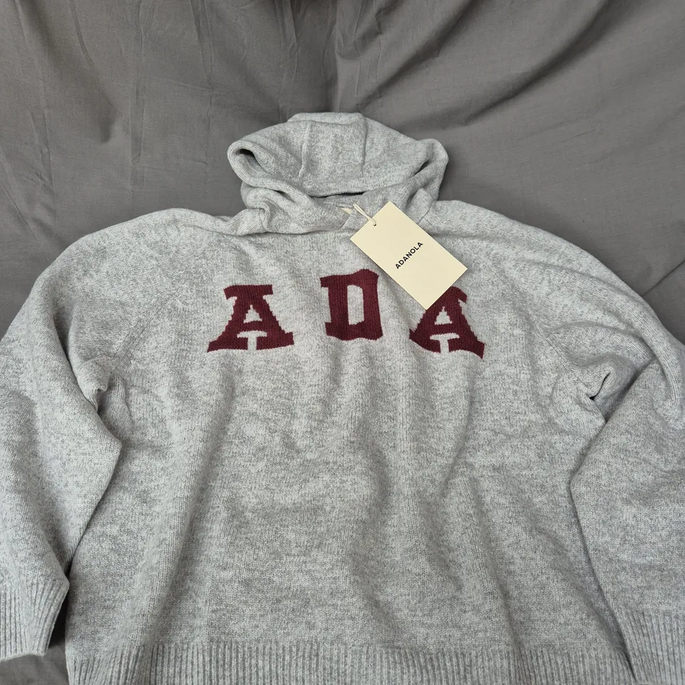 ADANOLA OVERSIZED KNIT HOODIE IN GREY - XL