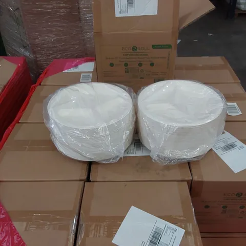 PALLET OF APPROXIMATELY 48 BOXES OF 200x 25.4CM (10" 3 COMPARTMENT) ROUND PULP MOLDED PLATES 