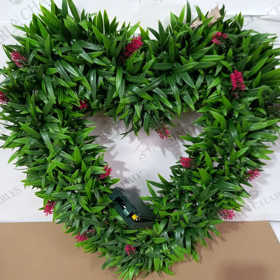 GARDEN REFLECTIONS OUTDOOR PRE-LIT HEART WREATH - PLUM
