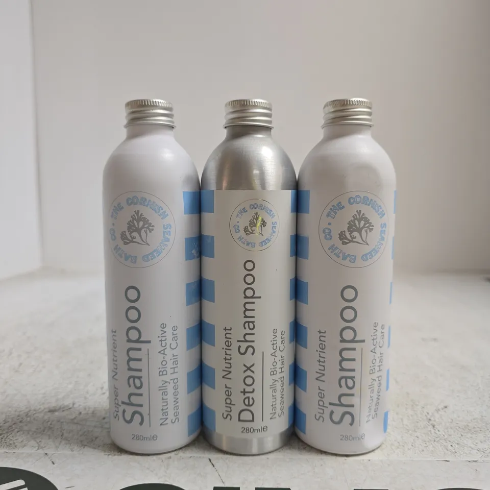 THE CORNISH SEAWEED BATH CO DETOX SHAMPOO - SUPER NUTRIENT SEAWEED HAIR CARE, 3 X 280ML