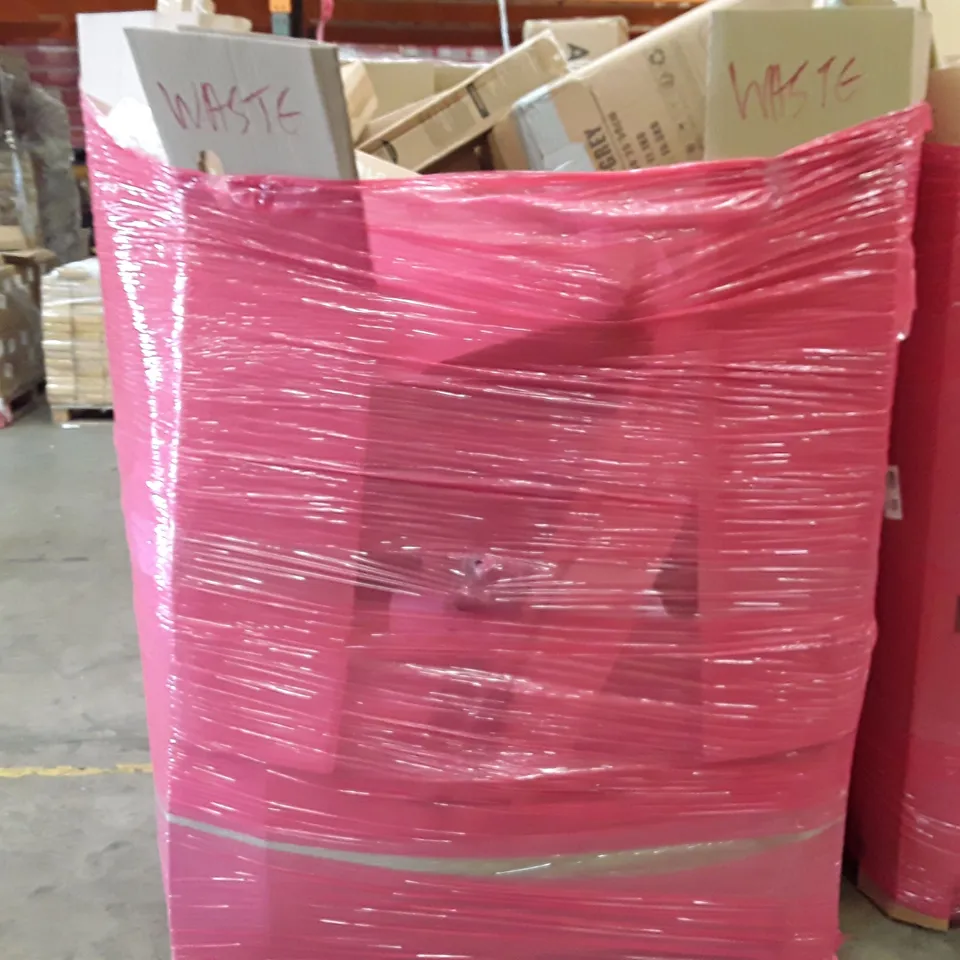 PALLET TO CONTAIN AN ASSORTMENT OF HOUSEHOLD ITEMS TO INCLUDE OFFICE CHAIRS, RETRACTABLE GATES, MIRRORS AND BIKE REPAIR STAND ECT