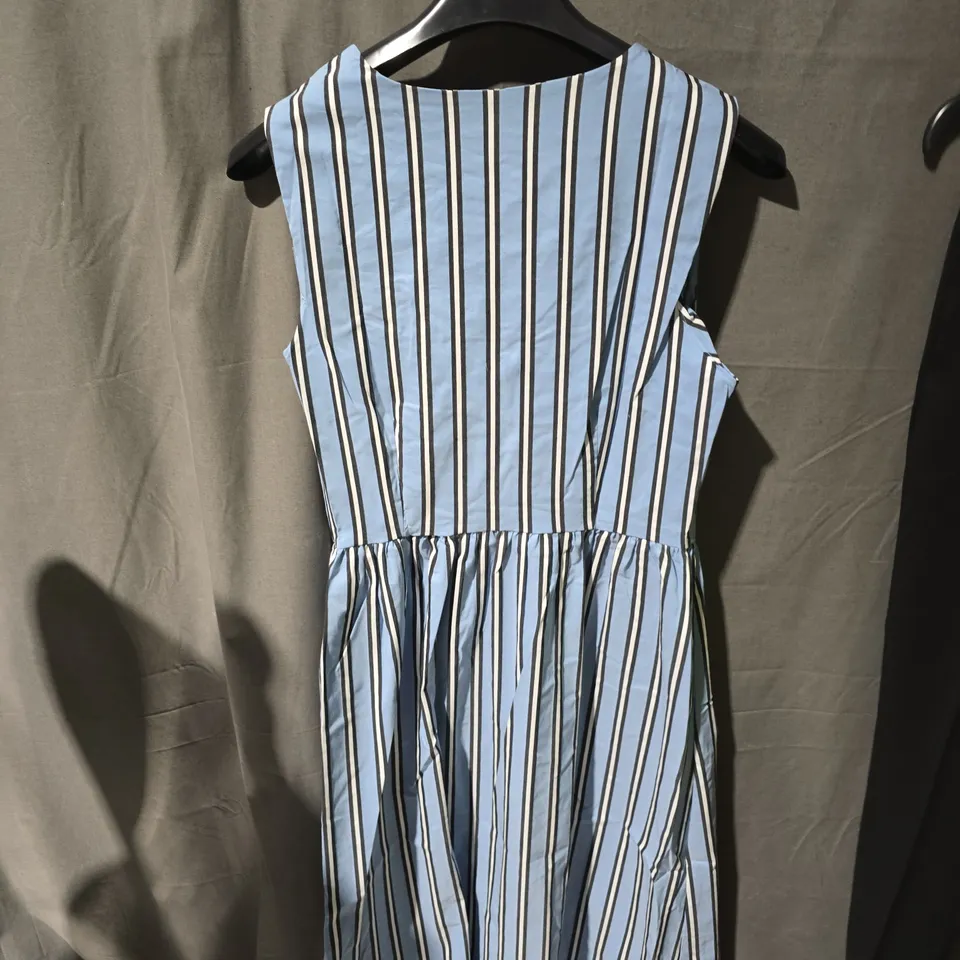 NOBODY'S CHILD STRIPED SLEEVELESS DRESS – UK 12 (EU 40) – BLUE & WHITE