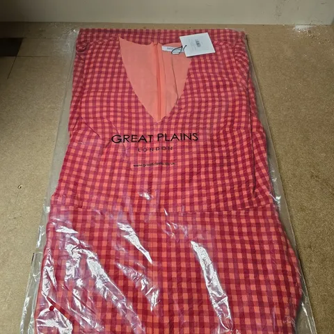 GREAT PLAINS TUNIS CHECK V NECK DRESS - 10