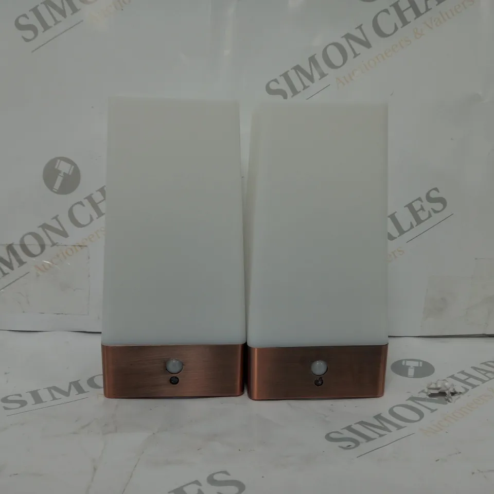 AURAGLOW SET OF 2 WIRELESS PIR HALLWAY LED NIGHT LIGHTS RECHARGEABLE VERS