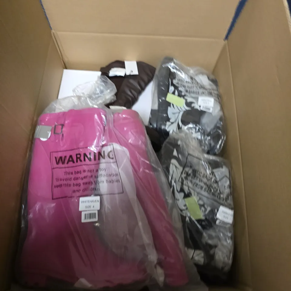 BOX OF APPROXIMATELY 14 ASSORTED PAIRS OF SHOES IN VARIOUS STLYLES , COLOURS AND SIZES