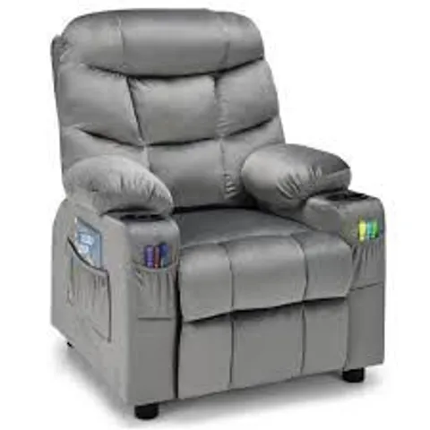 BOXED COSTWAY KIDS YOUTH RECLINER CHAIR PU LEATHER W/CUP HOLDERS & SIDE POCKETS