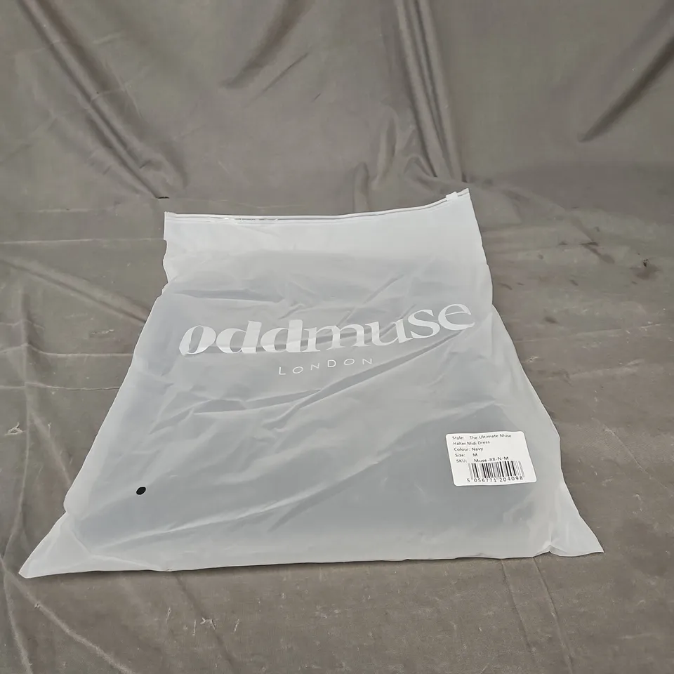 THE ULTIMATE MUSE HALTER MIDI DRESS – NAVY – UK SIZE M 