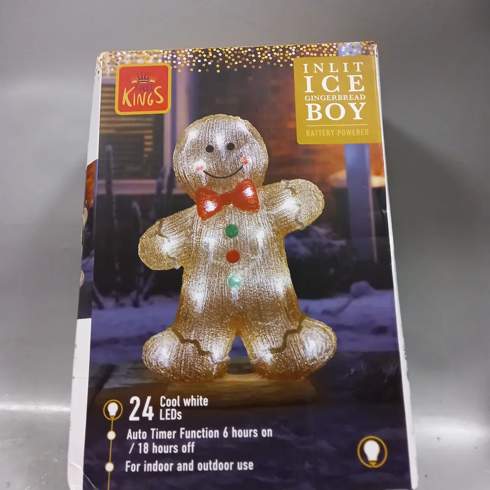 BOXED THREE KINGS GINGERBREAD MAN ACRYLIC BATTERY OPERATED OUTDOOR CHRISTMAS LIGHT RRP £19.99