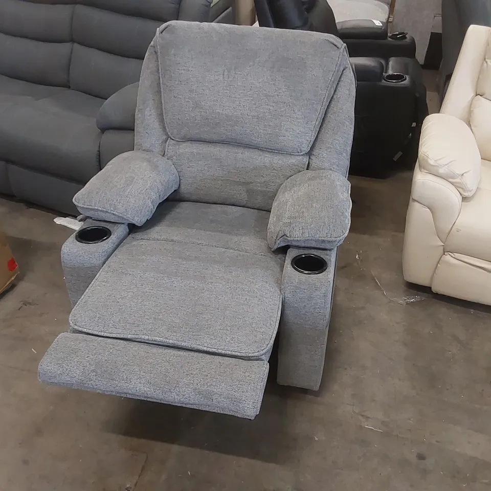 QUALITY DESIGNER FABRIC UPHOLSTERED MANUAL RECLINING ARMCHAIR