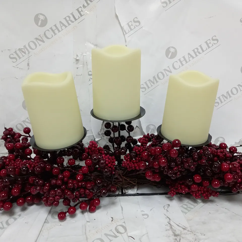 HOME REFLECTIONS MIXED BERRY CANDLE HOLDER WITH LED CANDLES