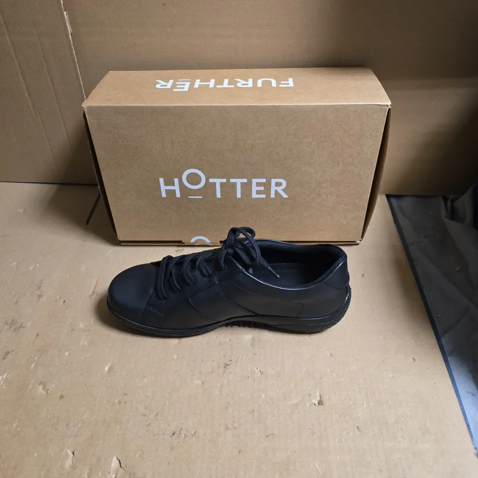 HOTTER WOMEN'S BLACK LEATHER SHOES - BOXED - UK SIZE 8 