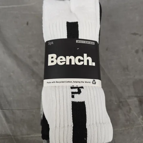 BENCH 5-PACK SOCKS IN BLACK/WHITE/GREY SIZE 6-11