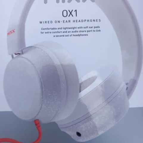 PALLET OF APPROXIMATELY 80 BOXES OF 6 BRAND NEW MIXX 0X1 WIRED ON-EAR HEADPHONES(APPROXIMATELY 480 IN TOTAL)