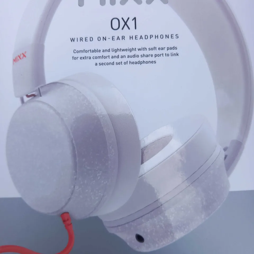 PALLET OF APPROXIMATELY 80 BOXES OF 6 BRAND NEW MIXX 0X1 WIRED ON-EAR HEADPHONES(APPROXIMATELY 480 IN TOTAL)