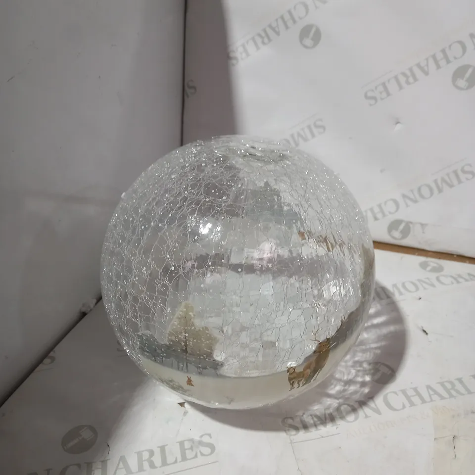 FESTIVE PRE-LIT SCENIC CRACKLE GLASS SPHERE