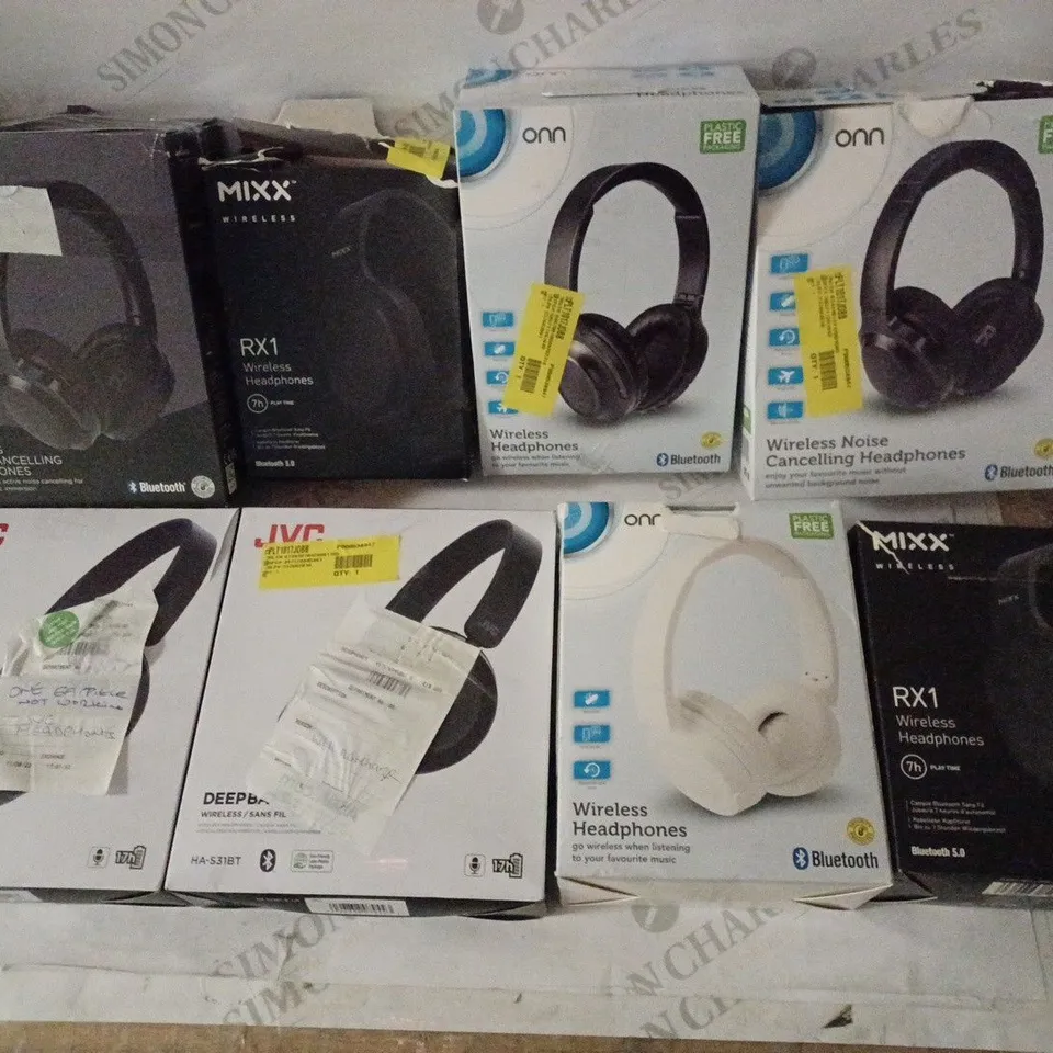 LOT OF APPROX 8 ASSORTED WIRELESS HEADPHONES