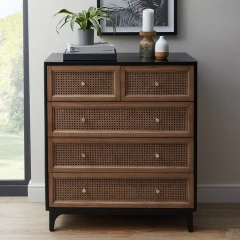 BOXED FRANCO 5 DRAWER CHEST - BLACK (2 BOXES)