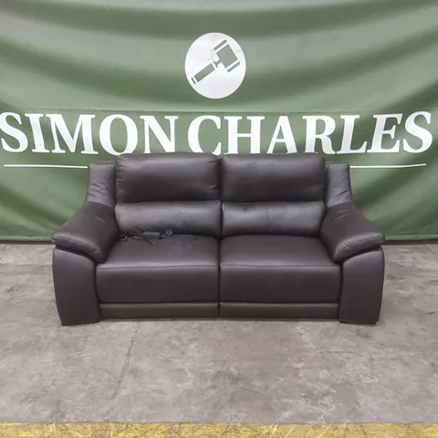 QUALITY DESIGNER ITALIAN MADE DEGANO 3-SEATER ELECTRIC RECLINING DARK BROWN LEATHER SOFA