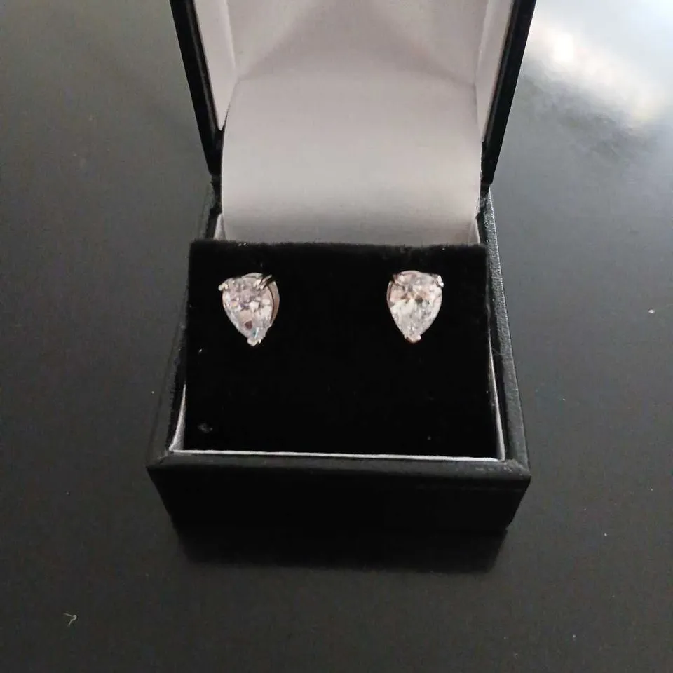 DIAMONIQUE 2.3CT TW PEAR CUT STUD EARRINGS STERLING SILVER