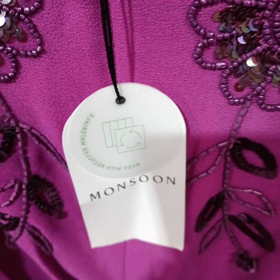 MONSOON WOMEN'S PURPLE DRESS, UK 24 – EMBELLISHED FLORAL BEADWORK