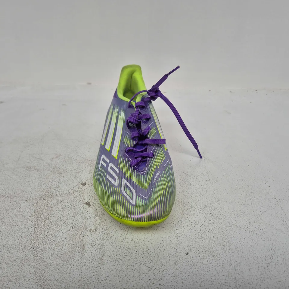 ADIDAS F50 SPRINT GRID FOOTBALL BOOTS IN PURPLE/GREEN - UK 11