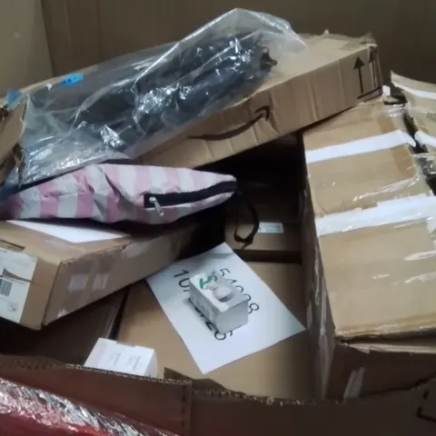 PALLET OF ASSORTED HOUSEHOLD GOODS AND PRODUCTS TO INCLUDE;POUP TENT,DOOR MAT,CAT TREADMILL