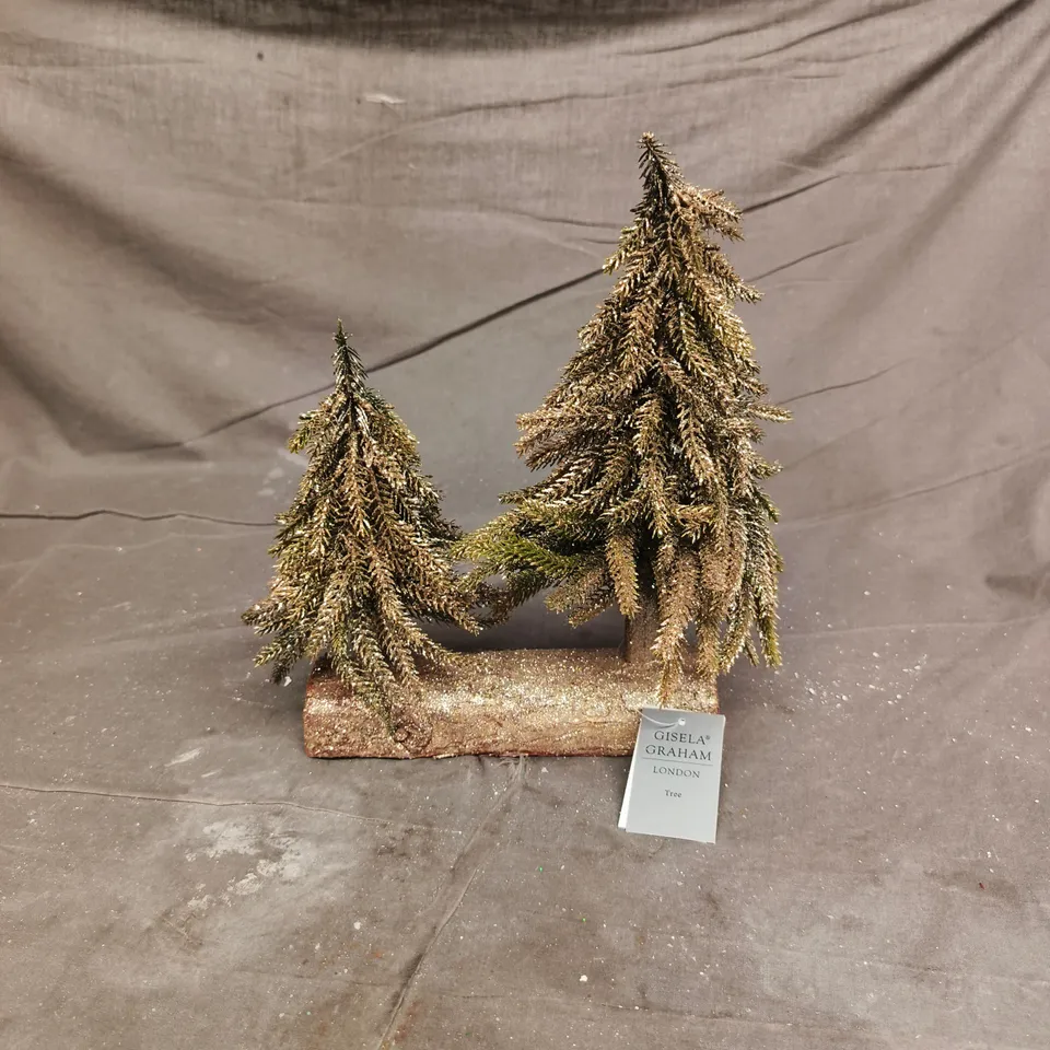 BOX OF 4 GISELA GRAHAM FESTIVE FROSTED TREES DECORATION