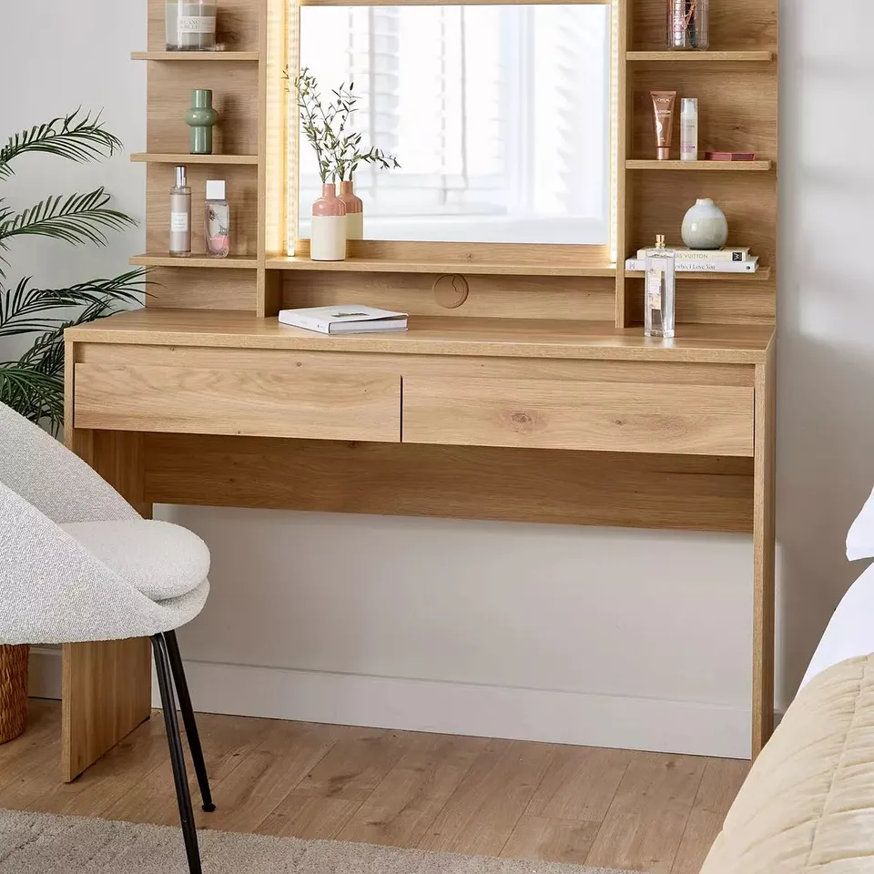 LISSON LIT DRESSING TABLE WITH MIRROR IN NEW OAK 