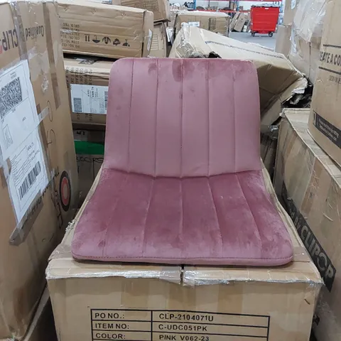 BOXED SET OF 2 CLIPOP PINK VELVET BAR CHAIRS (1 BOX)