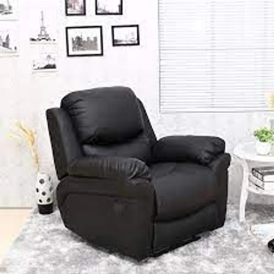 BOXED MADISON BLACK FAUX LEATHER POWER RECLINING ARMCHAIR (1 BOX) RRP £499.99