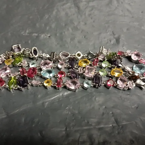 SWAROVSKI MULTICOLOURED GEMSTONE-STYLE NECKLACE IN SILVER-TONE METAL