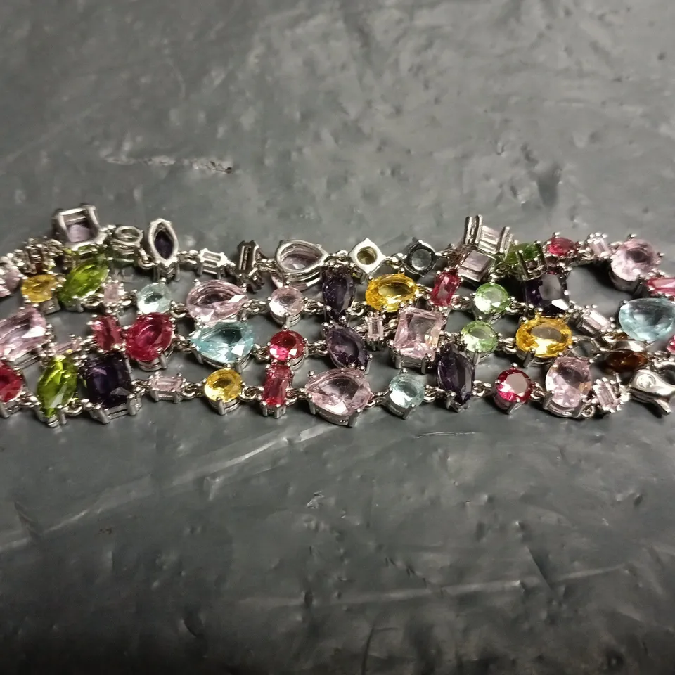 SWAROVSKI MULTICOLOURED GEMSTONE-STYLE NECKLACE IN SILVER-TONE METAL