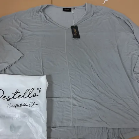 BRAND NEW DESTELLO V-NECK MODAL TOP IN GREY - 24