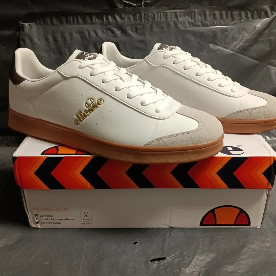 BOXED PAIR OF ELLESSE SARVINI CUPSOLE SHOES IN WHITE SIZE UK 11