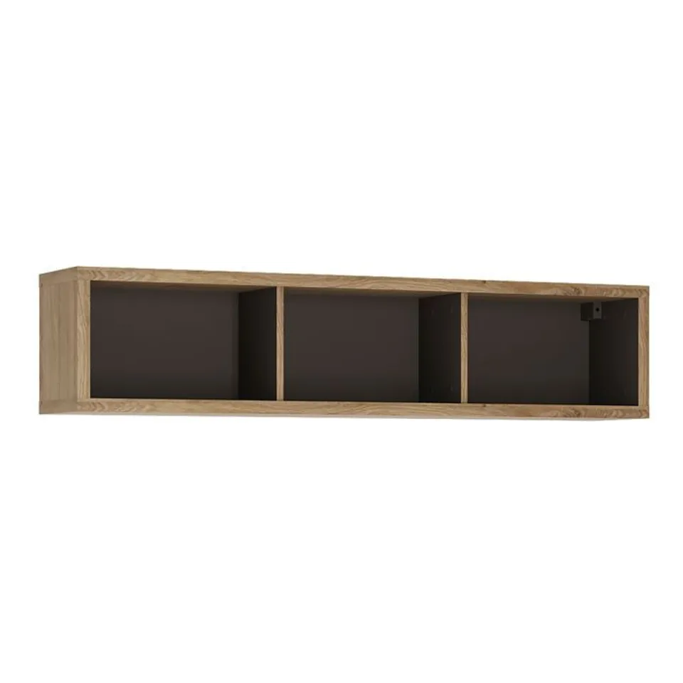 BOXED SHETLAND WIDE WALL SHELF - OAK FINISH (1 BOX)