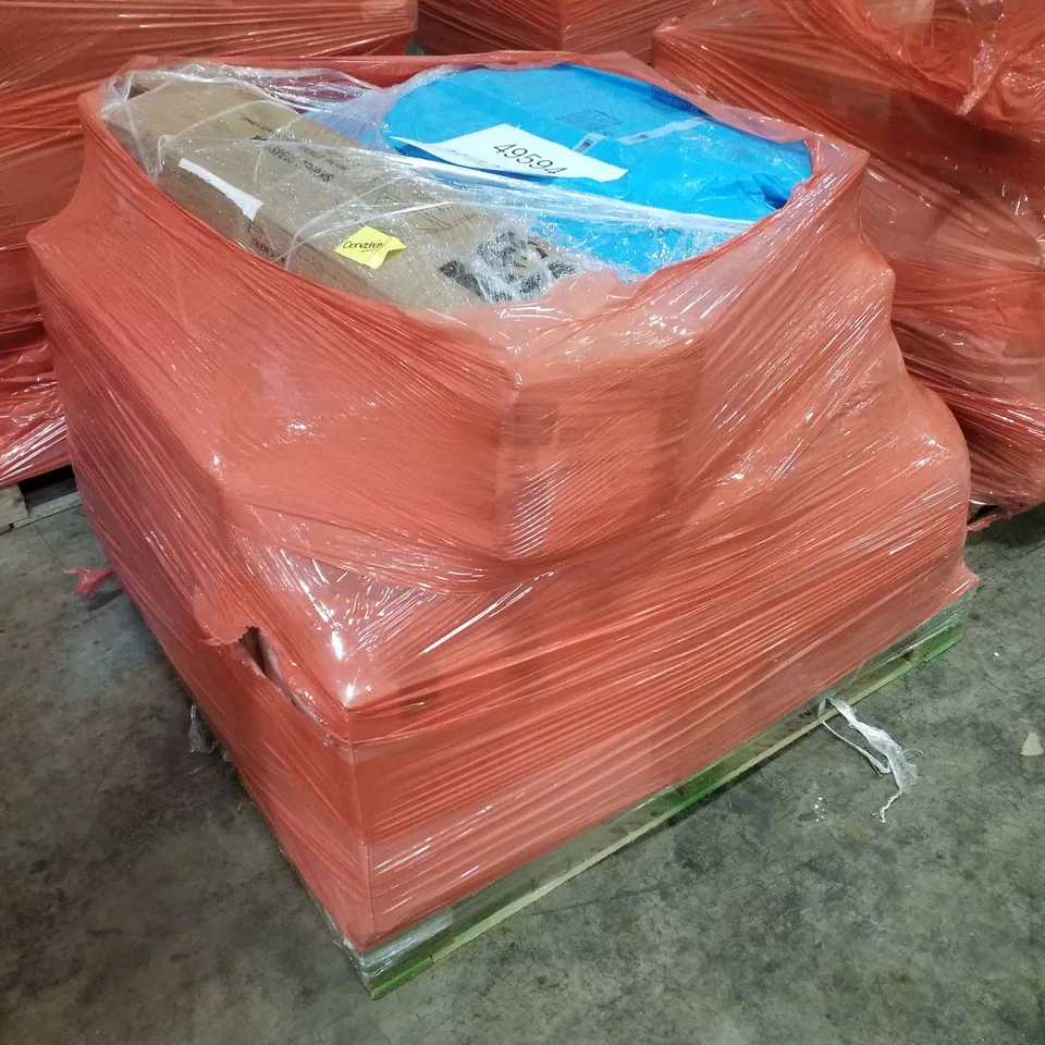 PALLET CONTAINING ASSORTED PRODUCTS TO INCLUDE POPUP CANOPY & PCP COMPRESSOR 