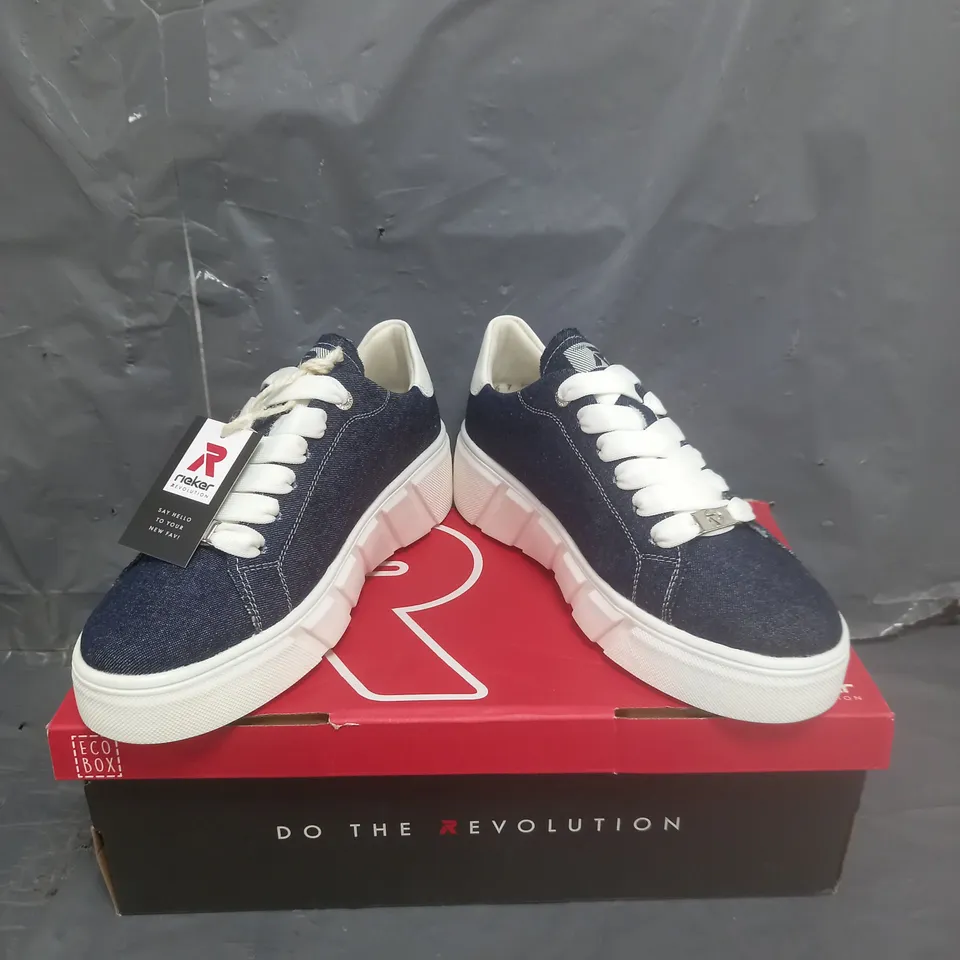 RIEKER CHUNKY PLATFORM TRAINERS DENIM BLUE SIZE 5
