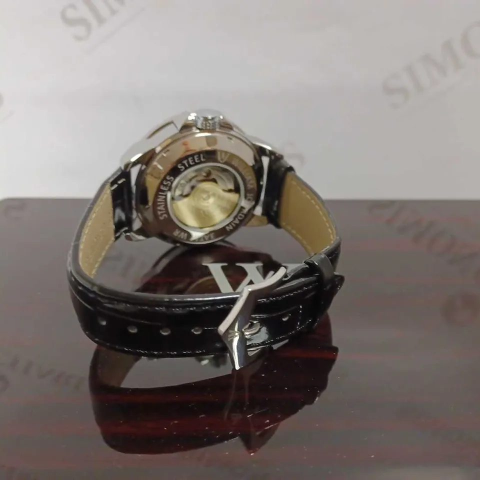 WILLIAM JOURDAIN PART SKELETON AUTOMATIC BLACK LEATHER STRAP WATCH