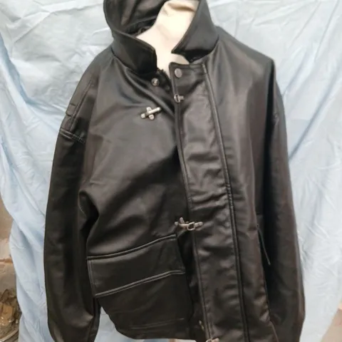 PULL&BEAR BLACK LEATHER JACKET – UK L