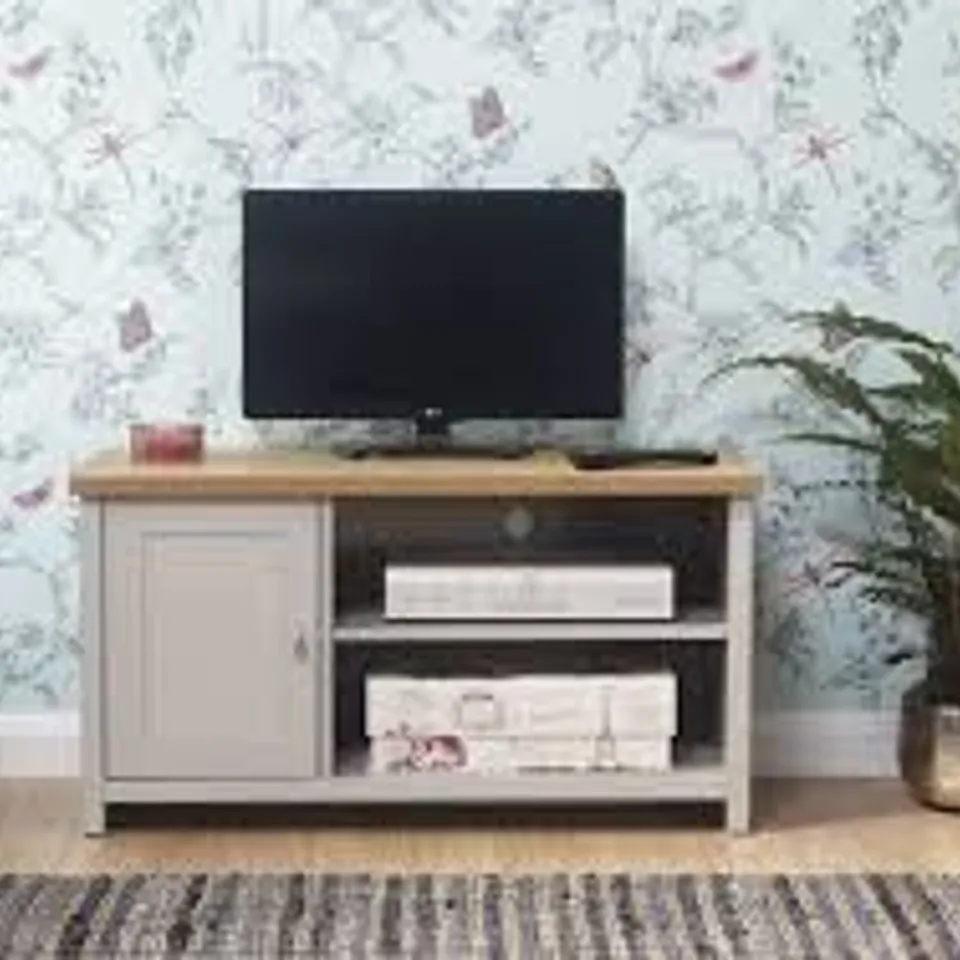 BOXED GFW LANCASTER SINGLE DOOR 2 SHELF GREY SMALL TV CABINET (1 BOX)