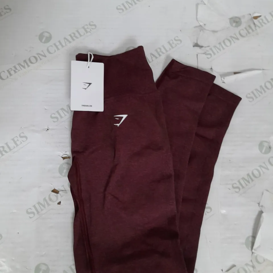 GYMSHARK LIFT CONTOUR SEAMLESS LEGGINGS IN PLUM PINK MARL SIZE XS