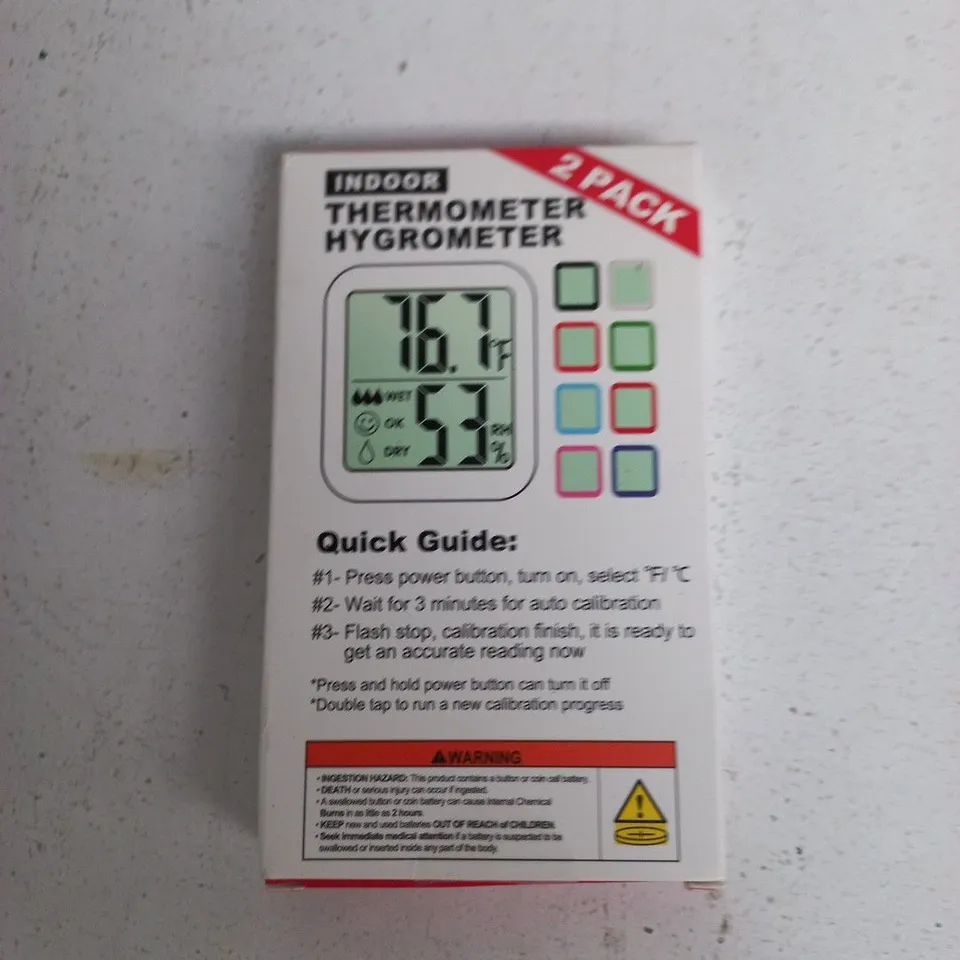 TOTE OF APPROXIMATELY 12 ASSORTED ITEMS TO INCLUDE: THERMOMETER HYGROMETER