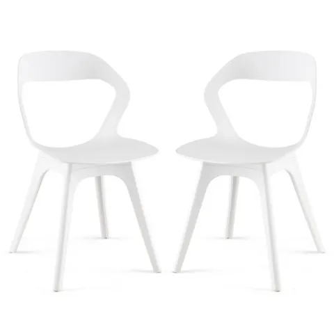 BOXED COSTWAY SET OF 2 KITCHEN DINING CHAIRS SET MODERN SIDE ACCENT CHAIR BACKREST SIDE CHAIR - WHITE