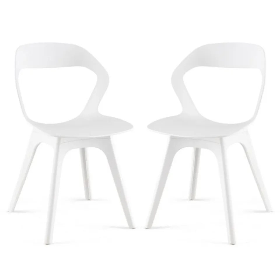 BOXED COSTWAY SET OF 2 KITCHEN DINING CHAIRS SET MODERN SIDE ACCENT CHAIR BACKREST SIDE CHAIR - WHITE