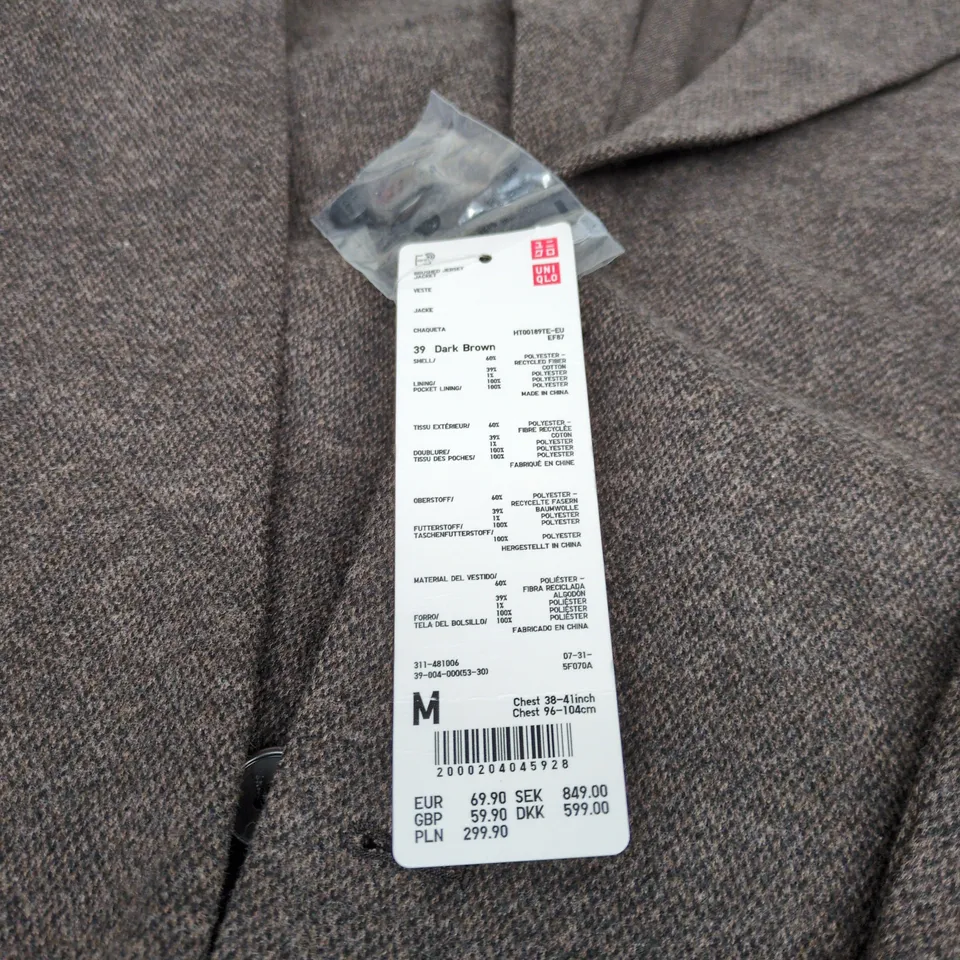 UNIQLO BRUSHED JERSEY JACKET DARK BROWN MEDIUM WITH TAGS