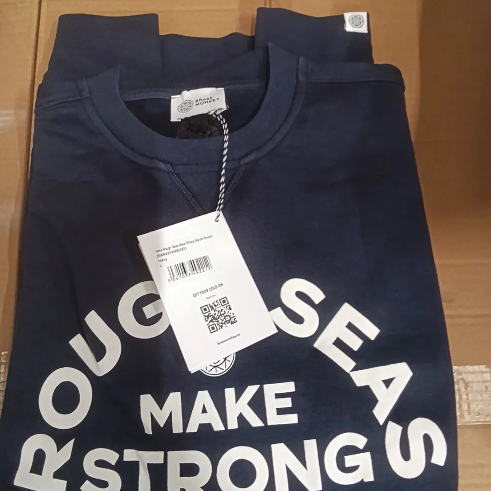 BOX OF BRASS MONKEY SWEATS - NAVY SIZE L APPROXIMATELY 4