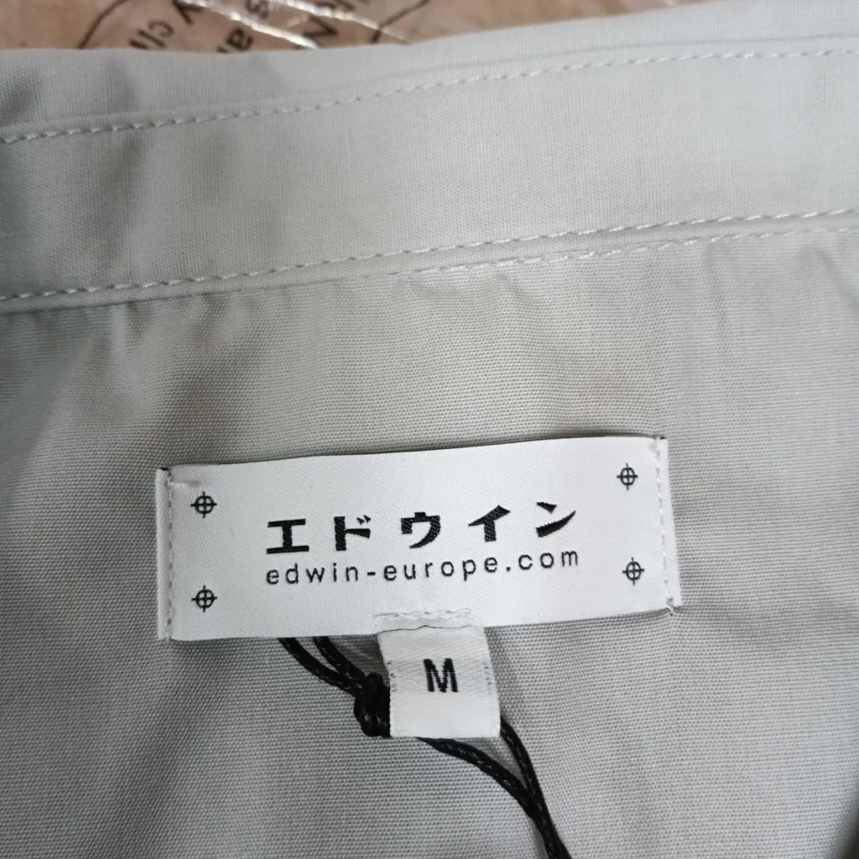 EDWIN STAFF UNIFORM SHIRT – LIGHT GREY, M, WITH AKIBA AUTOS & TOKYO CREATIVE HARDWARE EMBROIDERY