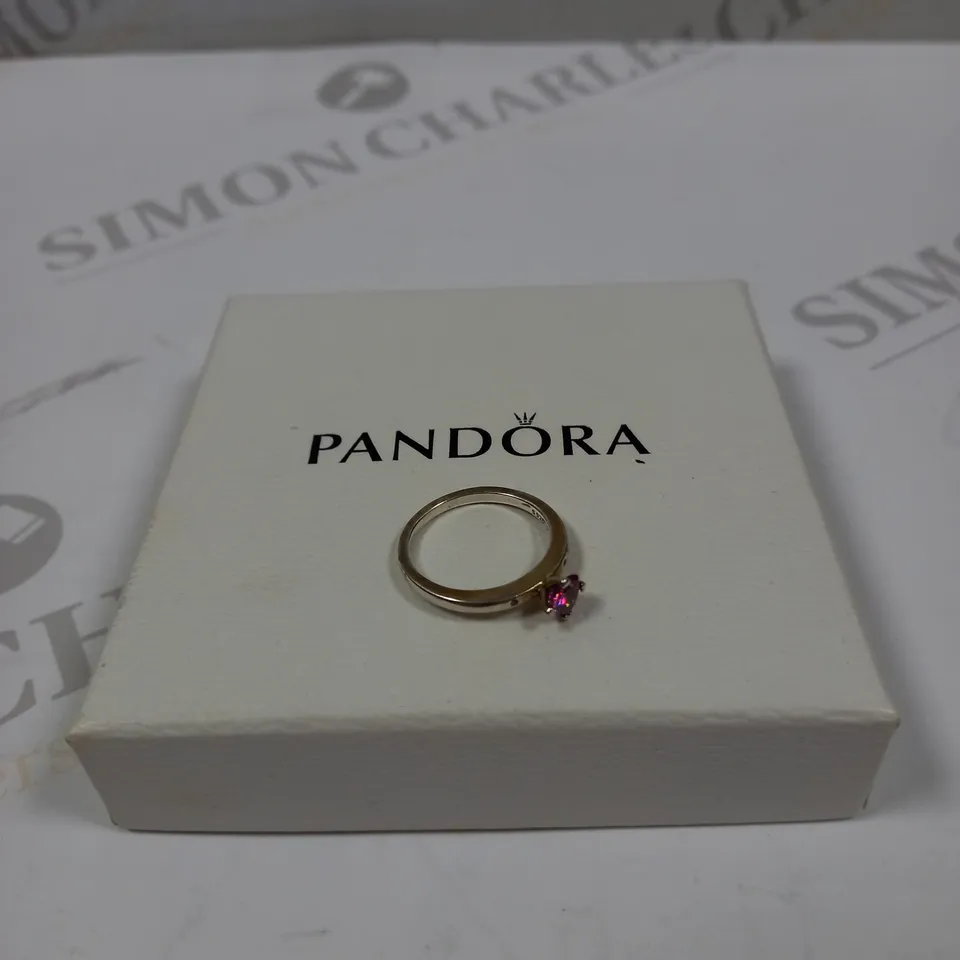 PANDORA PINK STONE 'YOU & ME' RING