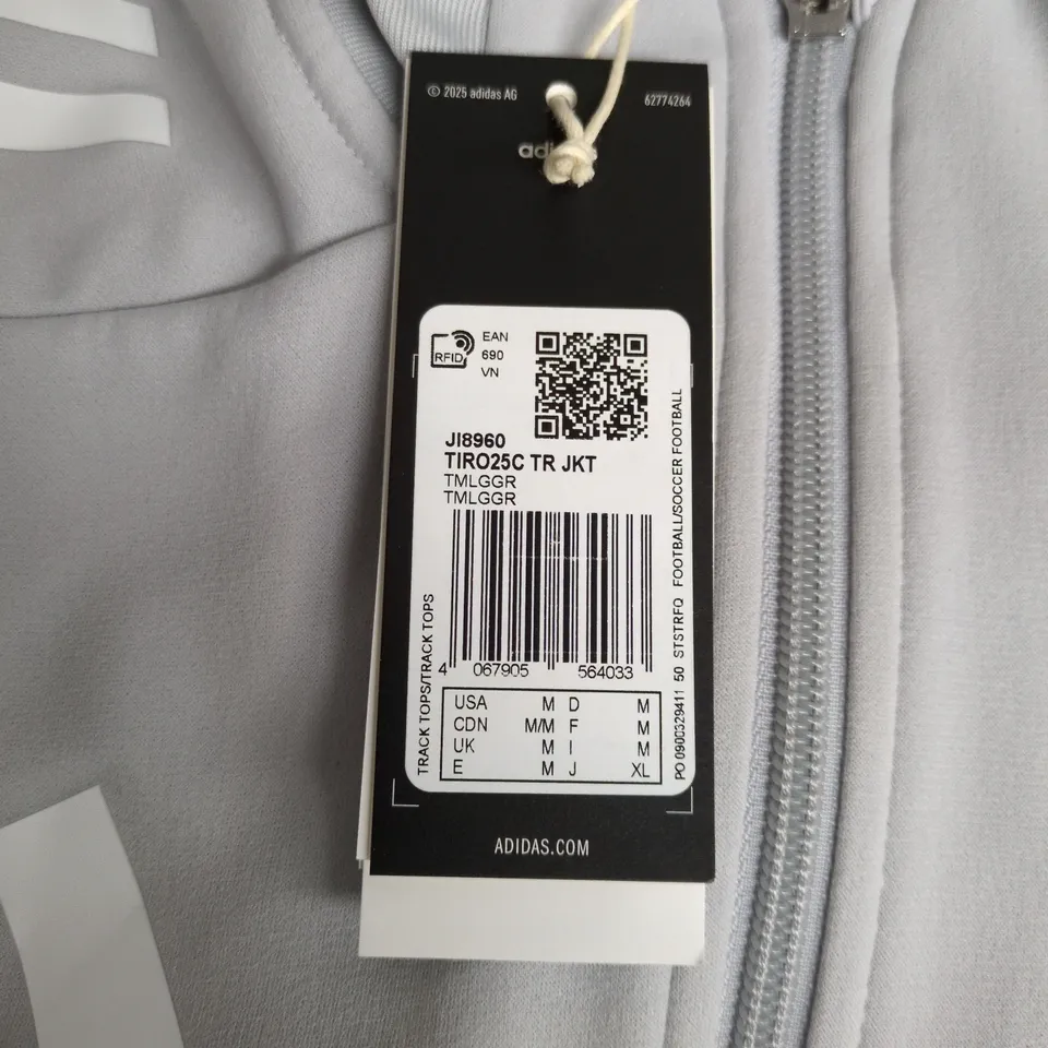 ADIDAS LEEDS UNITED FC TRACK JACKET – LIGHT GREY WITH RED BULL SPONSOR - UK SIZE M