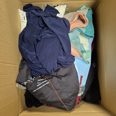 LARGE BOX OF ASSORTED CLOTHING ITEMS IN VARIOUS SIZES, STYLES AND COLOUR - COLLECTION ONLY